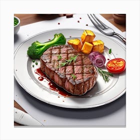 Steak On A Plate 8 Canvas Print