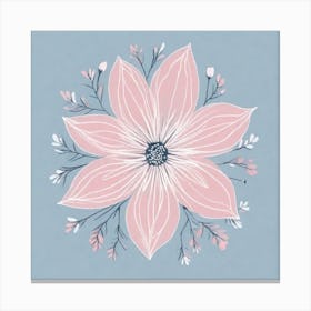 A White And Pink Flower In Minimalist Style Square Composition 394 Canvas Print