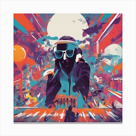 Braine, New Poster For Ray Ban Speed, In The Style Of Psychedelic Figuration, Eiko Ojala, Ian Davenp (2) 1 Canvas Print