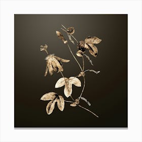 Gold Botanical Red Passion Flower on Chocolate Brown n.3301 Canvas Print