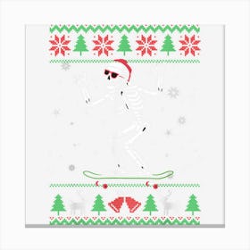 Skull With Santa Hat Skeleton Dancing Ugly Christmas Canvas Print