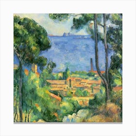 Cézanne - View Of The Sea Oil Painting Landscape Illustration Canvas Print