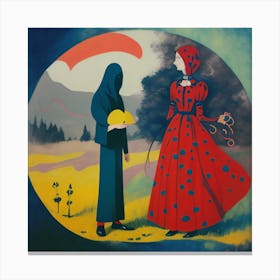 'Two Women In Red Dresses' Canvas Print