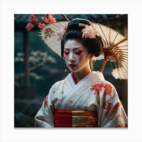 A Mystical Portrait Of A Japanese Geisha Canvas Print