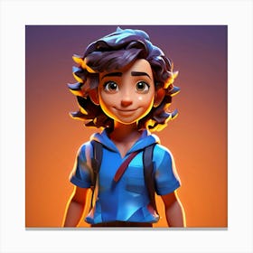 Boy With A Backpack Canvas Print