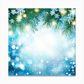 Abstract Winter Wonderland With A Closeup Of A Spruce Tree Branch Adorned With Snowflakes In The For (4) Canvas Print