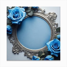 Frame With Blue Roses Canvas Print