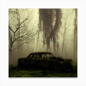 Abandoned Car In The Forest 3 Canvas Print