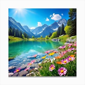 Lake In The Mountains Canvas Print