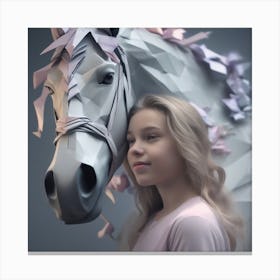 Girl With A Horse 7 Canvas Print