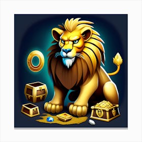 Fantasy Art: Lion Defending Treasure Canvas Print