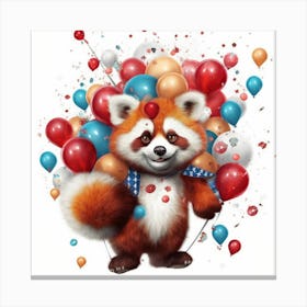 Red Panda With Balloons Canvas Print