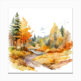 Watercolor Autumn Landscape 21 Canvas Print