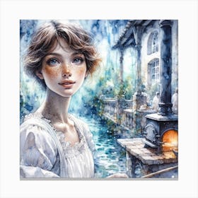 Girl In White Canvas Print