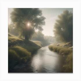 Sunrise Over A Stream 2 Canvas Print