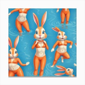 Rabbits In The Water 7 Canvas Print