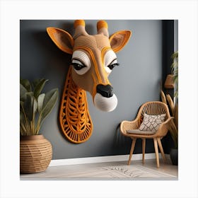Giraffe Head Bohemian Wall Art 4 Canvas Print