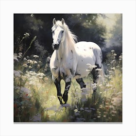 Majestic Glow: Sunlit Meadow and the Graceful Horse Canvas Print