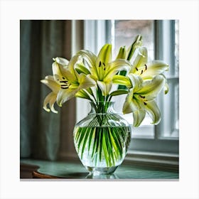 White Lilies In A Vase 2 Canvas Print