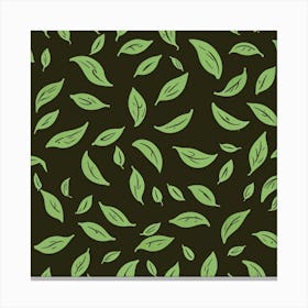 Green Leaves On Black Background Art Print Canvas Print