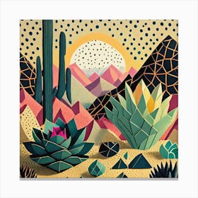 Firefly Beautiful Modern Abstract Succulent Landscape And Desert Flowers With A Cinematic Mountain V (1) Canvas Print