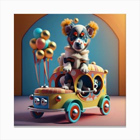 Circus Puppy (Series) Clown Car Canvas Print