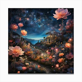 Lotus Garden paintings art print Canvas Print