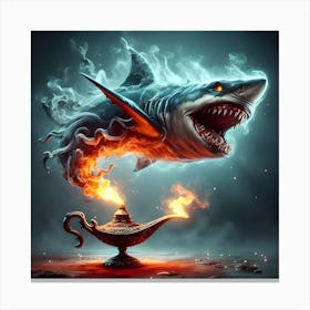 Shark With A Lamp Canvas Print