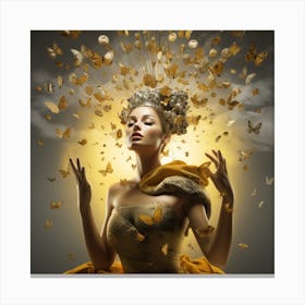 Beautiful Woman With Butterflies Canvas Print