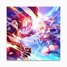 Two Anime Characters Fighting 2 Canvas Print