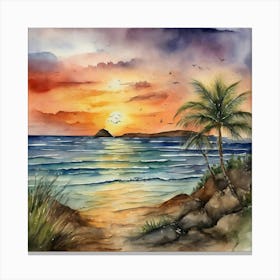 Sunset At The Beach Canvas Print