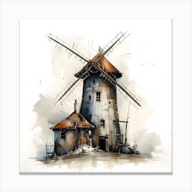 Watercolor Of A Windmill Canvas Print