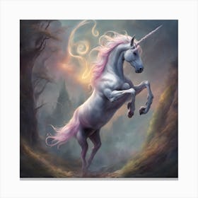 Unicorn In The Forest Canvas Print