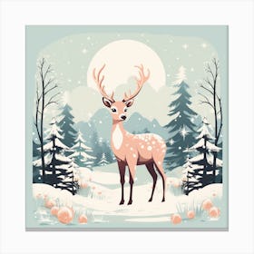 Deer In Winter Forest 2 Canvas Print