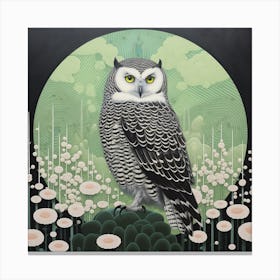 Ohara Koson Inspired Bird Painting Owl 1 Square Canvas Print