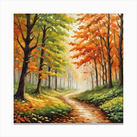 Forest In Autumn In Minimalist Style Square Composition 237 Canvas Print