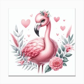 Valentine's day, Flamingo Canvas Print