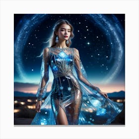 FUTURISTIC FEMALE FASHION BLUE 1 Canvas Print