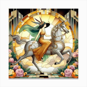 Lady And Horse, Digiart Canvas Print