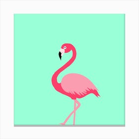 Pink Flamingo On Sky Blue Canvas Print