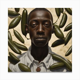 'Black Man With Peppers' Canvas Print