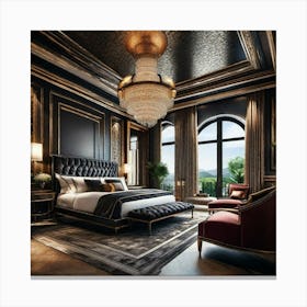 Black And Gold Bedroom Canvas Print