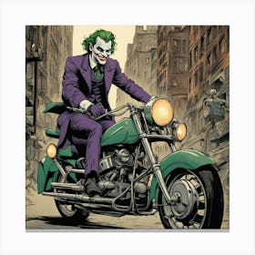 Joker On A Motorcycle Canvas Print