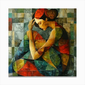 Woman In A Red Dress - colorful cubism, cubism, cubist art,    abstract art, abstract painting  city wall art, colorful wall art, home decor, minimal art, modern wall art, wall art, wall decoration, wall print colourful wall art, decor wall art, digital art, digital art download, interior wall art, downloadable art, eclectic wall, fantasy wall art, home decoration, home decor wall, printable art, printable wall art, wall art prints, artistic expression, contemporary, modern art print, Canvas Print