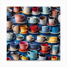 Wall Of Cups And Saucers Canvas Print