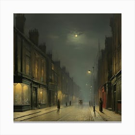 A Street At Night By John Atkinson Grimshaw Art Print 1 Canvas Print