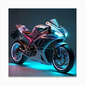 Super Bike With Transparent Body Panels And Neon Accents Racing 1 Canvas Print