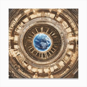 Earth In A Circular Space Canvas Print