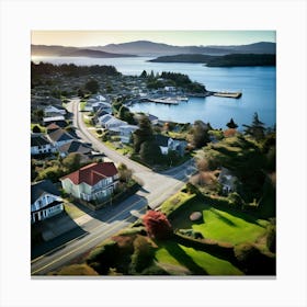 Community City Road Aerial Street Town Suburbia Puget Sound Commute Architecture Car Dron (5) Canvas Print