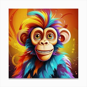Monkey With Colorful Hair Canvas Print